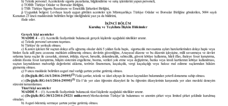 Sigorta Acenteleri Yönetmeliği: Yeni Değişiklikler ve Gereklilikler